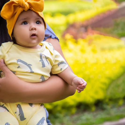 Body manga corta amarillo con gris para bebes y niños